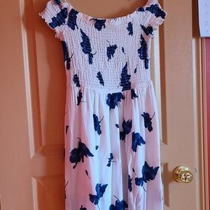 Off shoulder floral, maxi dress with slit